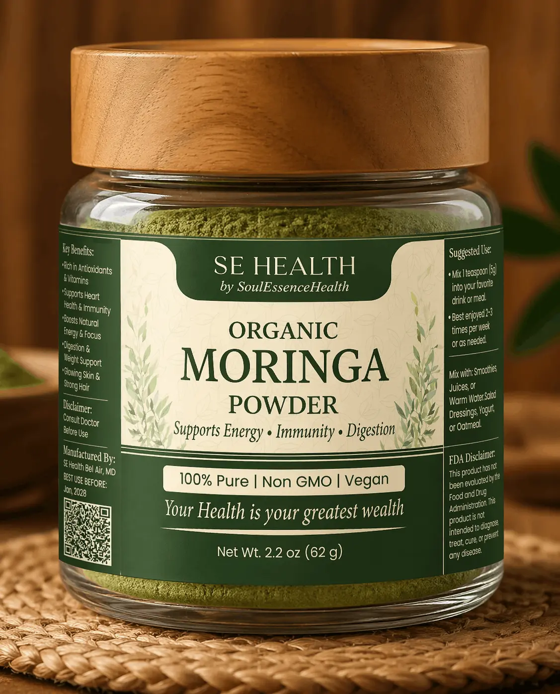 Organic Moringa Powder - Nutrient-Dense Superfood