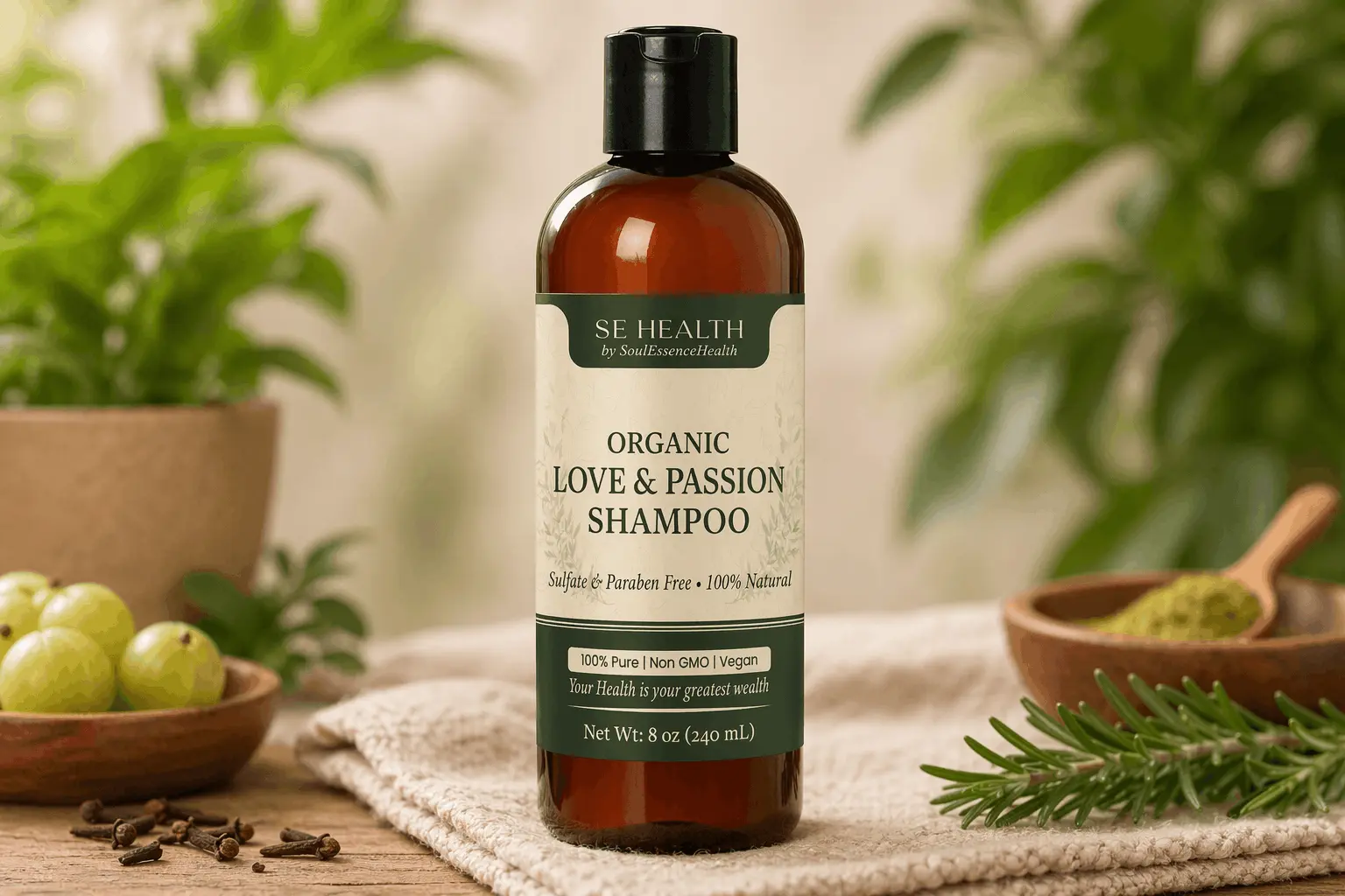 Love & Passion Organic Shampoo: Available by Special Order Only.