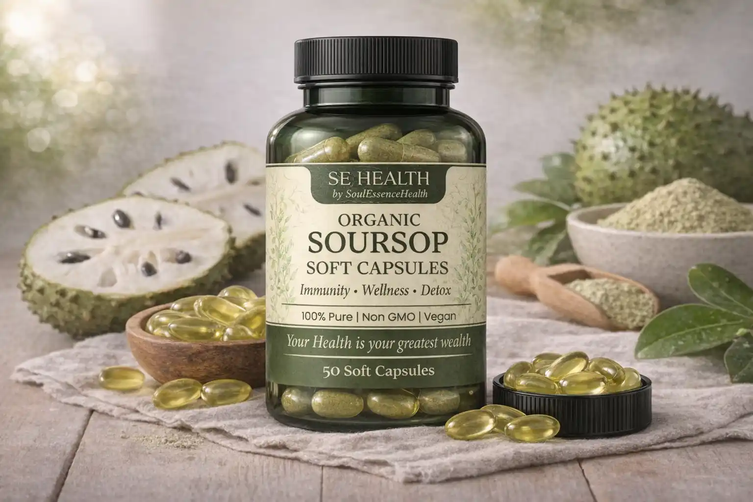 ORGANIC Soursop Leaf Capsules - Natural Immune & Wellness Support